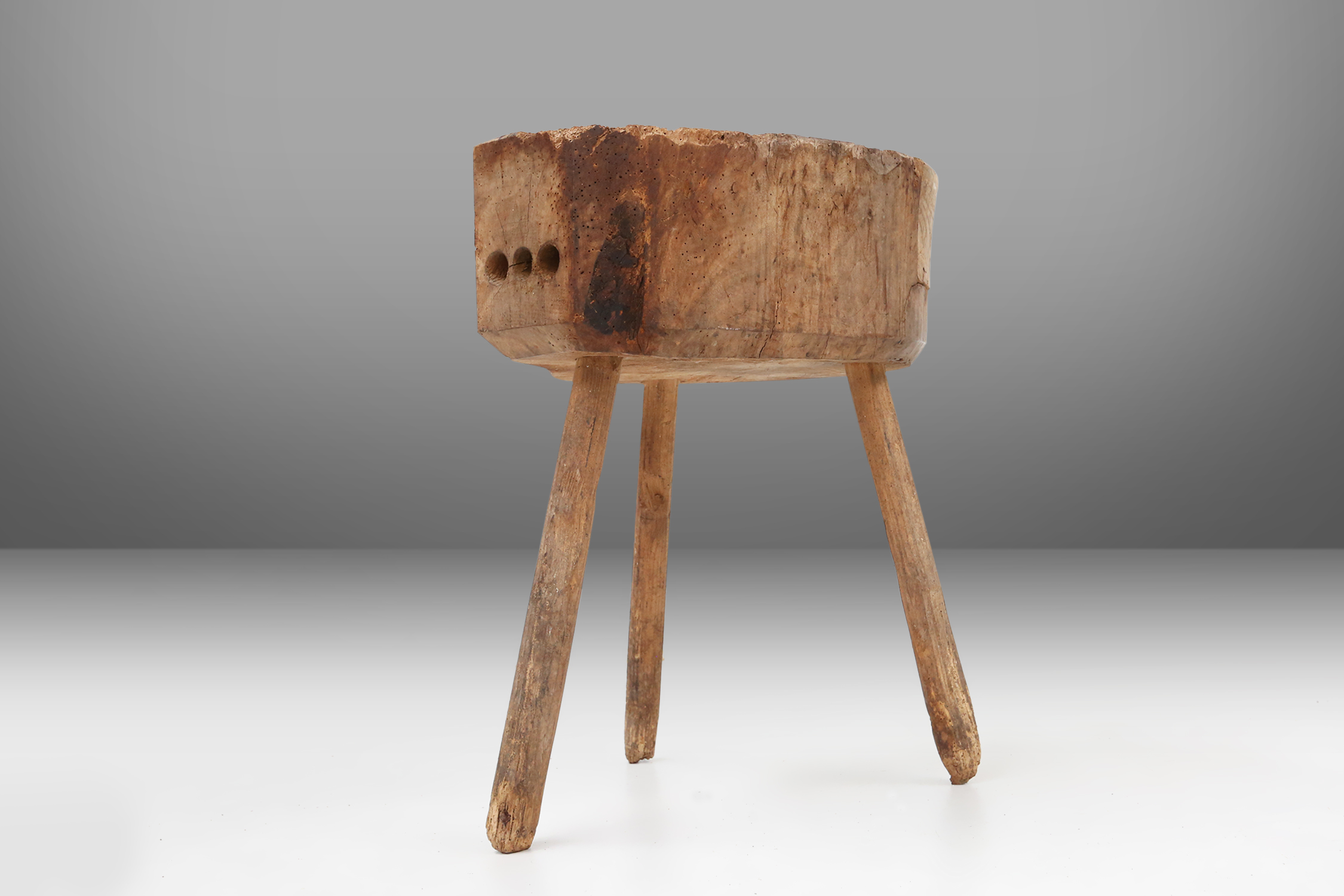 French Chopping Block or Side Table in Full Wood, 1850sthumbnail